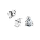 Millenia clip earring, Single, Set, White, Rhodium plated